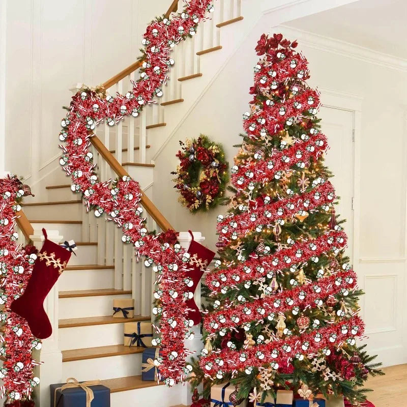 2M Red Green Christmas Wreath Santa Garland Indoor Outdoor Christmas Wreath Garland Nixie