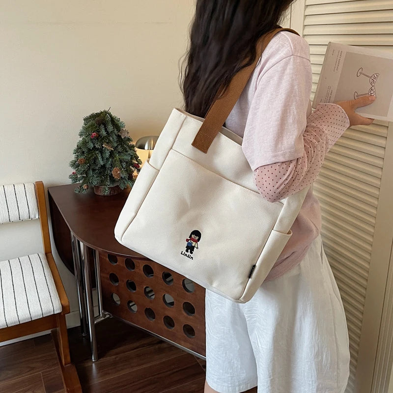 Korean Cartoon Canvas Tote Bag – Large Women's Handbag Canvas Tote Bag Nixie