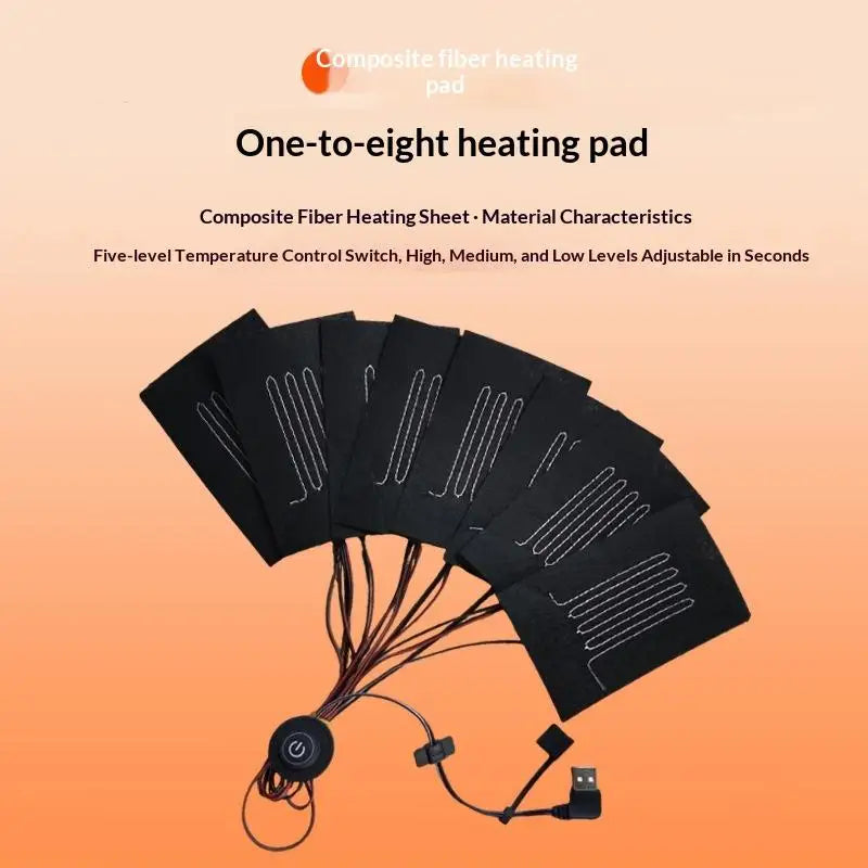 USB Electric Heating Pad 3-Level Temp Control for Jacket & Vest