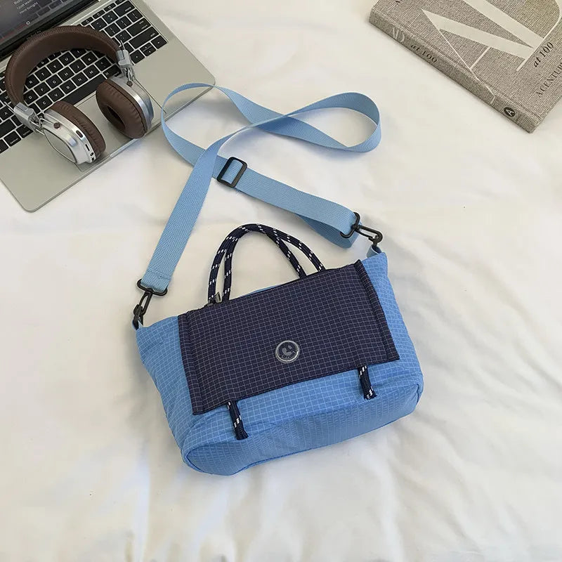 Nixie Checkered Tote Bag – Large Shoulder & Crossbody Bag Tote Shoulder Bag Nixie Blue