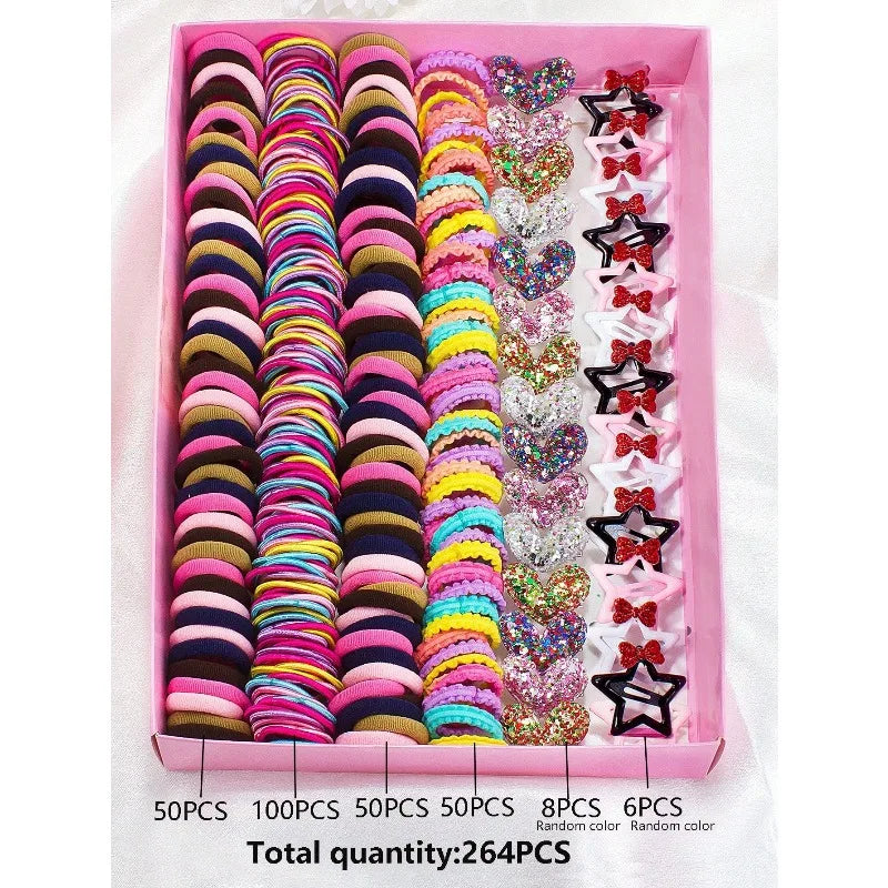 Kids Bow & Flower Elastic Hair Bands Set – No-Snag, Colorful