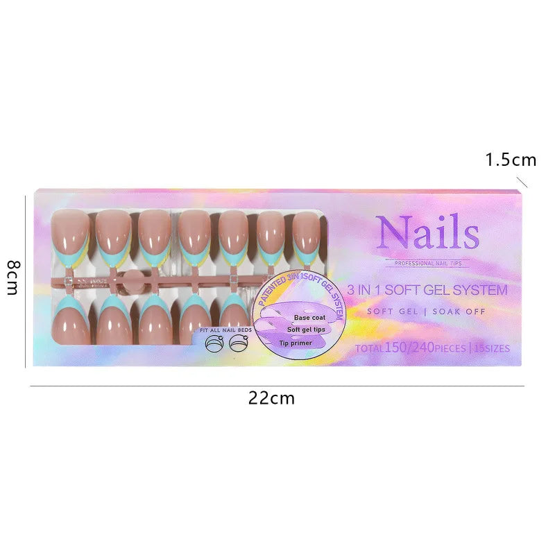 150pcs Glitter Press On Nails – Nude White French False Nails Press On Nails Nixie