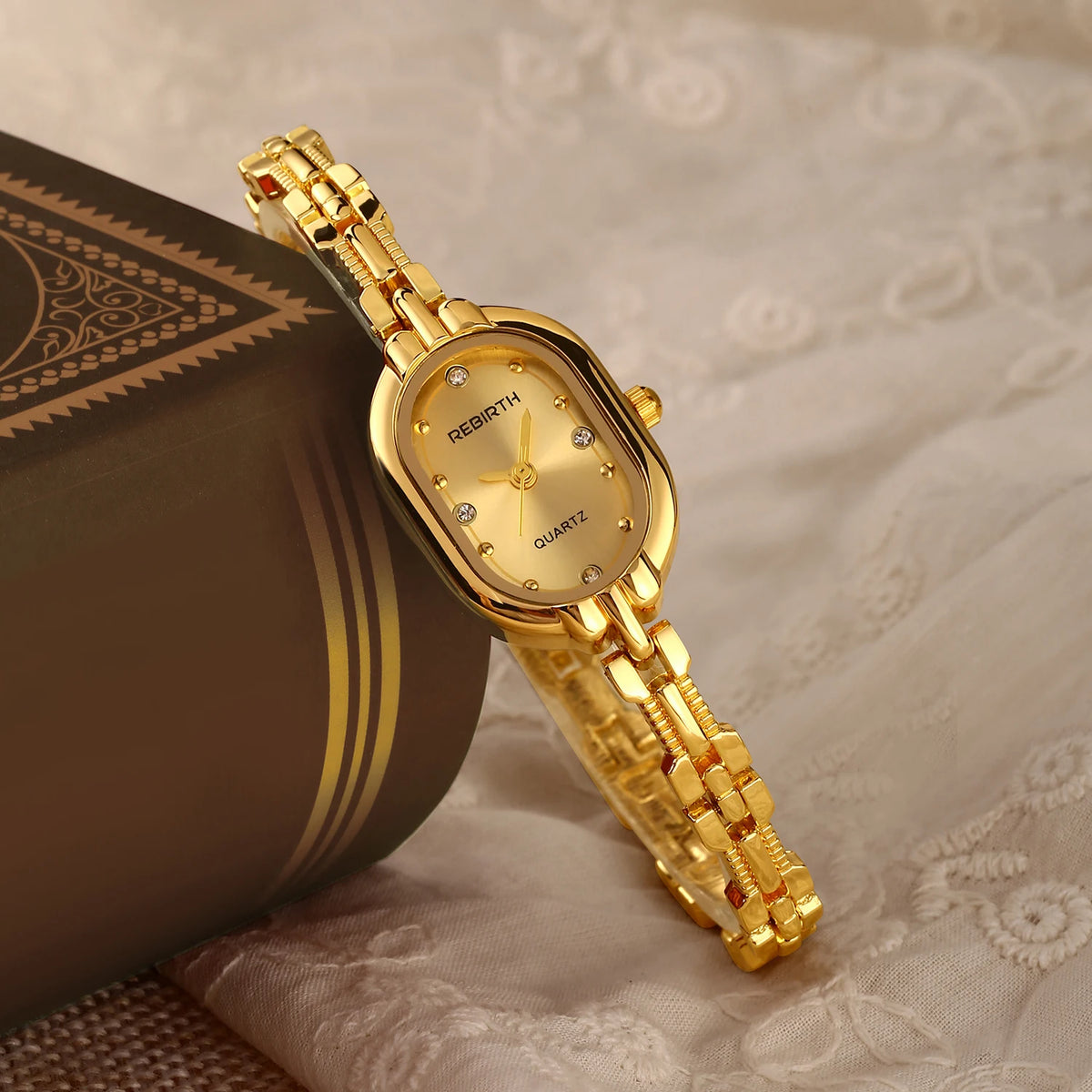 REBIRTH Ladies Elegant Luxury Quartz Bracelet Watch Ladies Bracelet Watch Nixie
