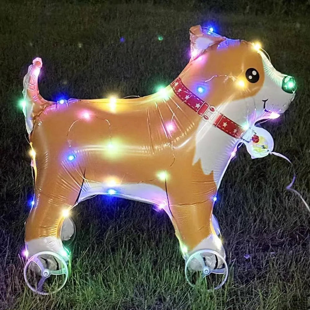 3D Luminous Cartoon Animal Balloon with Wheels & Light Party Balloon Nixie as show Dog