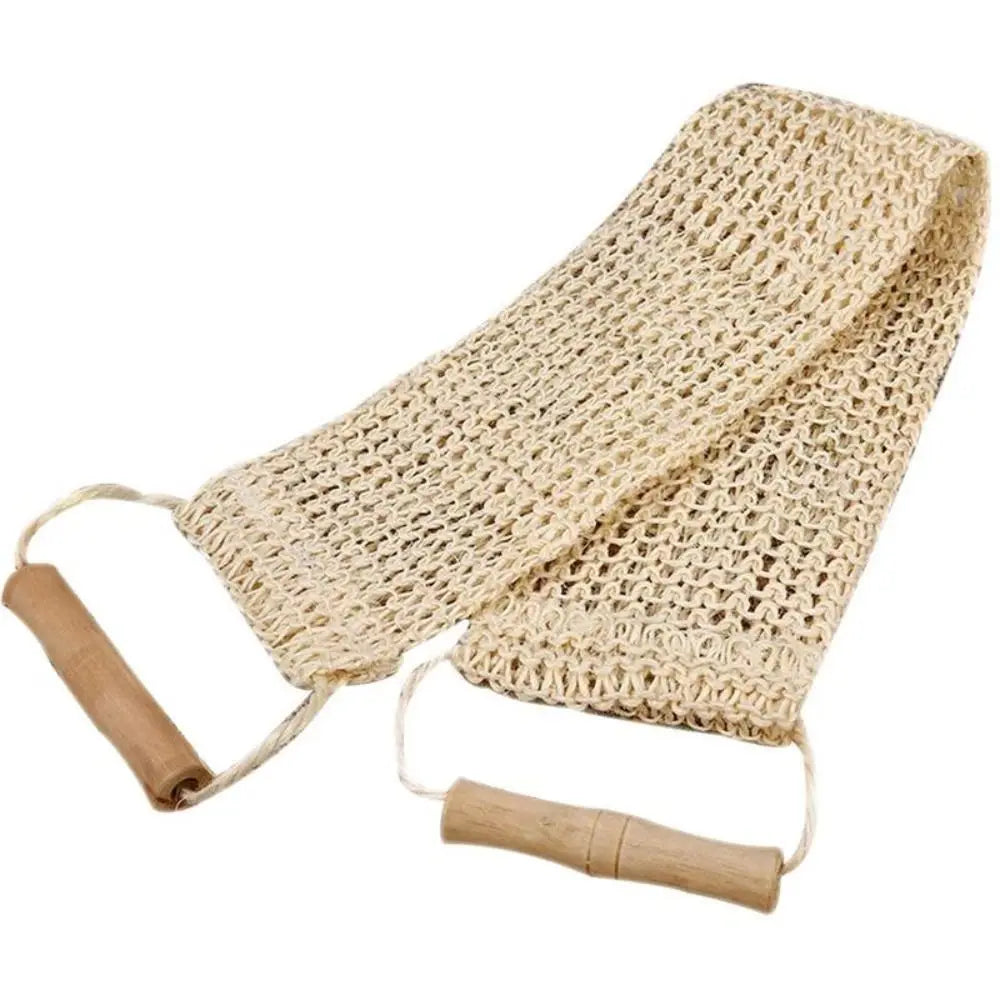 Sisal Back Scrubber Strap with Wooden Handles | Exfoliating Belt Back Scrubber Strap Nixie black