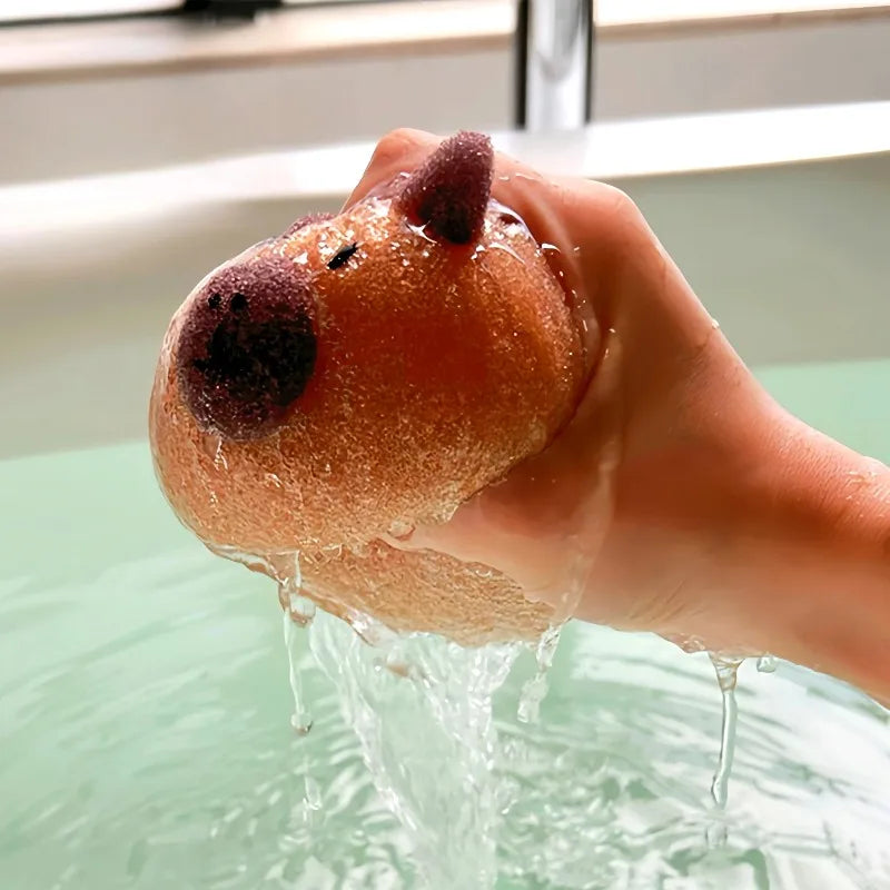 Capybara Bath Sponge – Cute Soft Body & Face Wash Scrubber