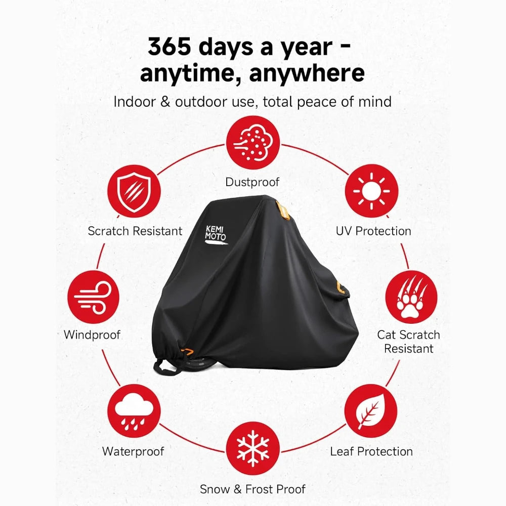 KEMITOUR Universal Motorcycle Cover – Waterproof 96.5" Motorcycle Cover Nixie