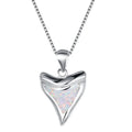 Silver Triangle Simulated Opal Pendant Necklace | Wedding Jewelry