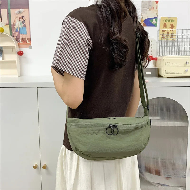 Minimalist Korean Crossbody Bag – Large Nylon Shoulder Bag Crossbody Shoulder Bag Nixie