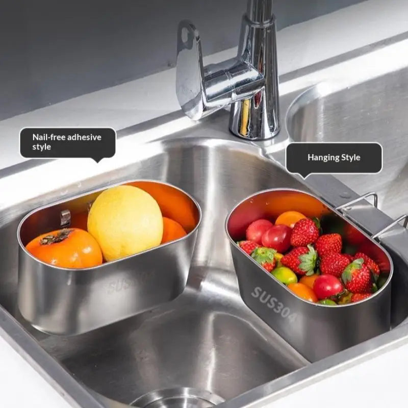 SUS304 Stainless Steel Sink Drain Basket – Dual Mount Kitchen Rack Sink Drain Basket Nixie