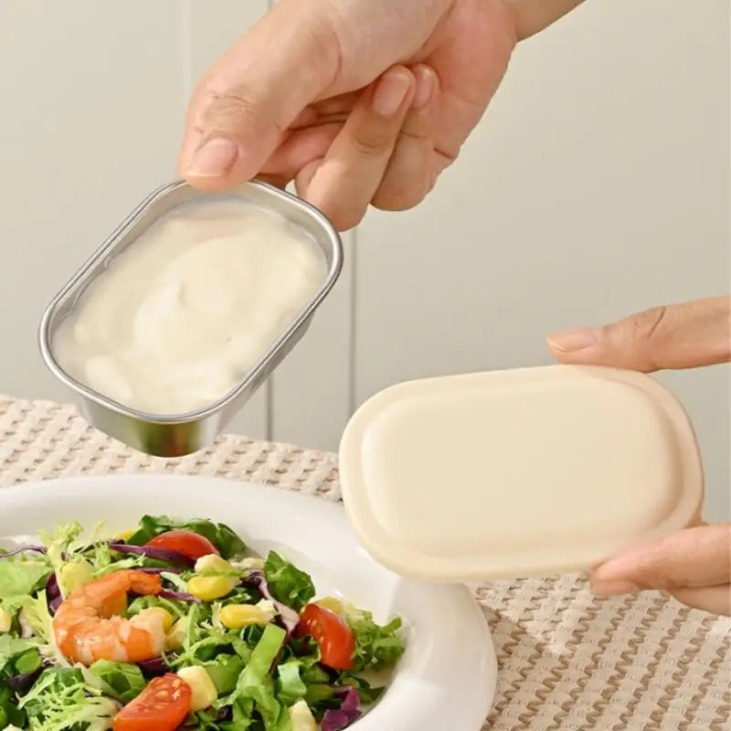 140ml Leak-Proof 304 Stainless Steel Seasoning Box & Sauce Cup Condiment Container Nixie