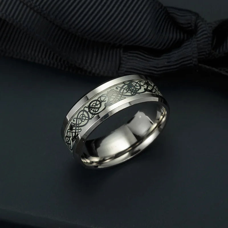 Stainless Steel Dragon Luminous Ring – Glow in the Dark Luminous Fashion Ring Nixie Pink 6