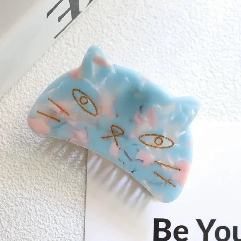 Retro Cat Head Hair Clip – Geometric Acetate Women's Claw Hair Clip Nixie