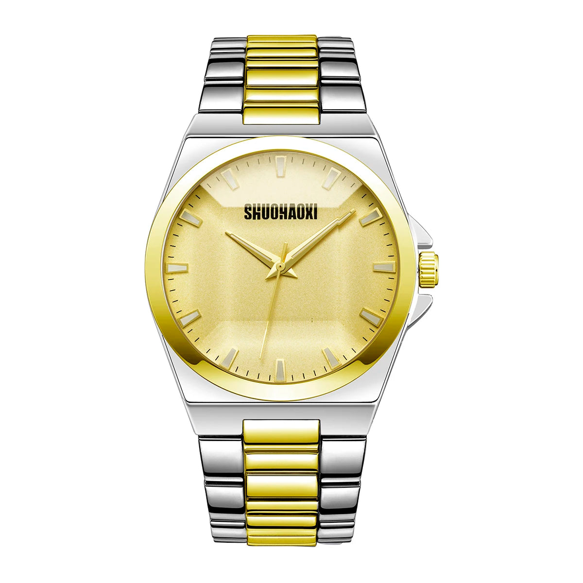REBIRTH Men's Stainless Steel Quartz Watch – Waterproof Quartz Wristwatch Nixie Gold