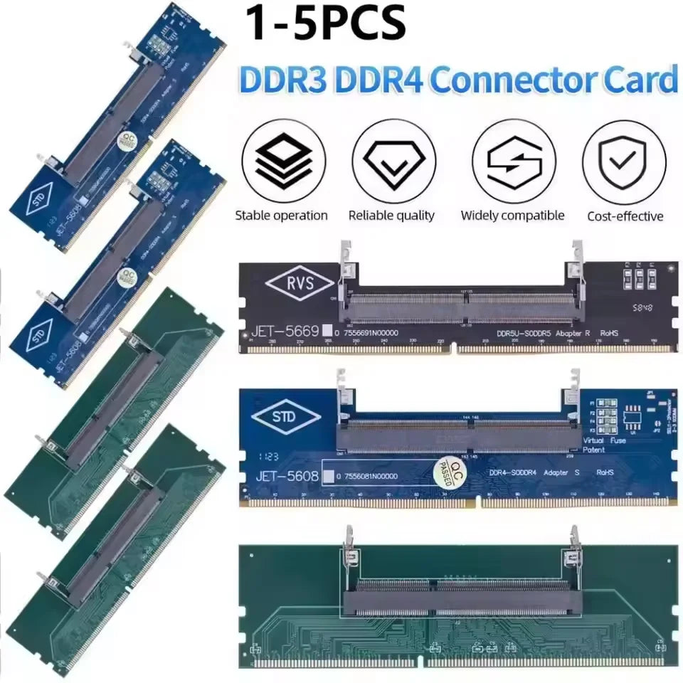 SO-DIMM to DIMM Adapter Card | DDR3 DDR4 DDR5 Laptop to Desktop Memory Adapter Card Nixie