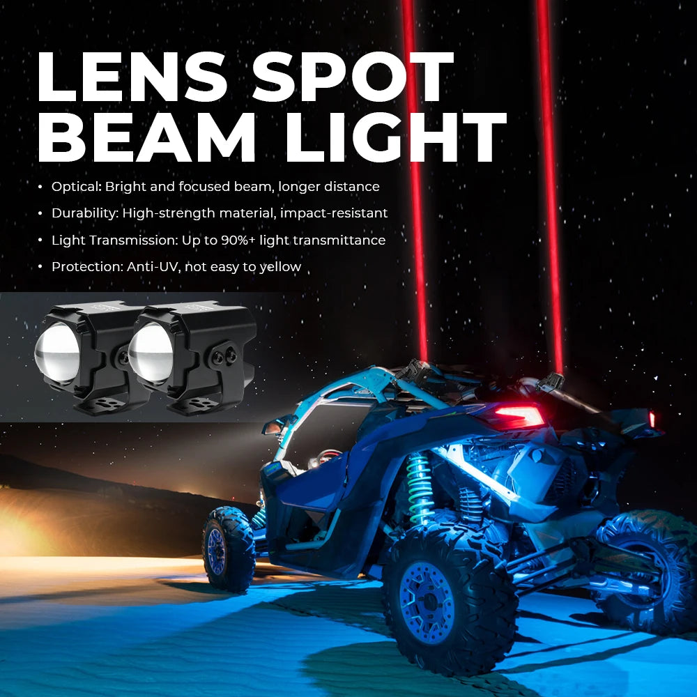 KEMIMOTO UTV ATV Whip Lights | 1.5"–2" Roll Cage | Polaris Can-Am UTV ATV Whip Lights Nixie