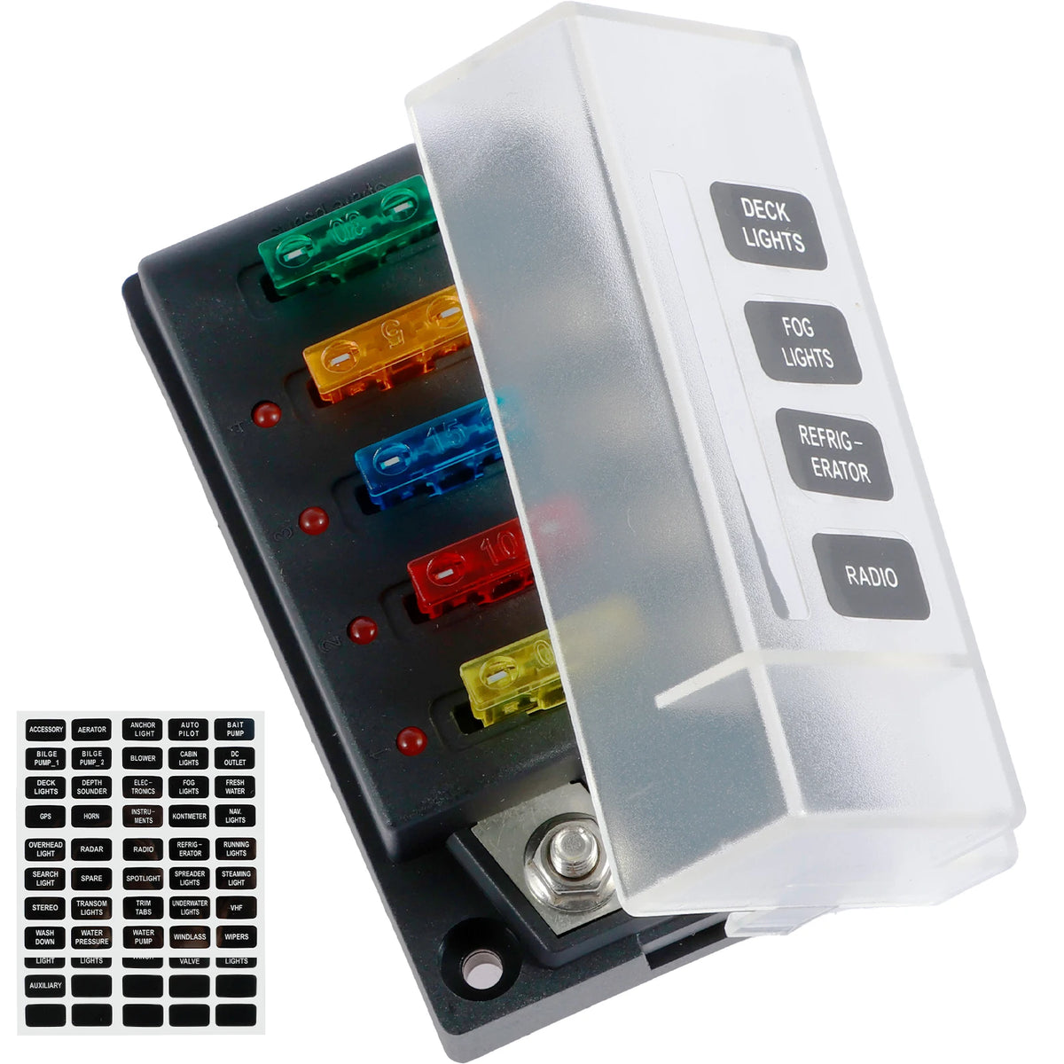 4/6-Way 12V Blade Fuse Block with LED Indicator & Waterproof Cover Blade Fuse Block Nixie 4 way