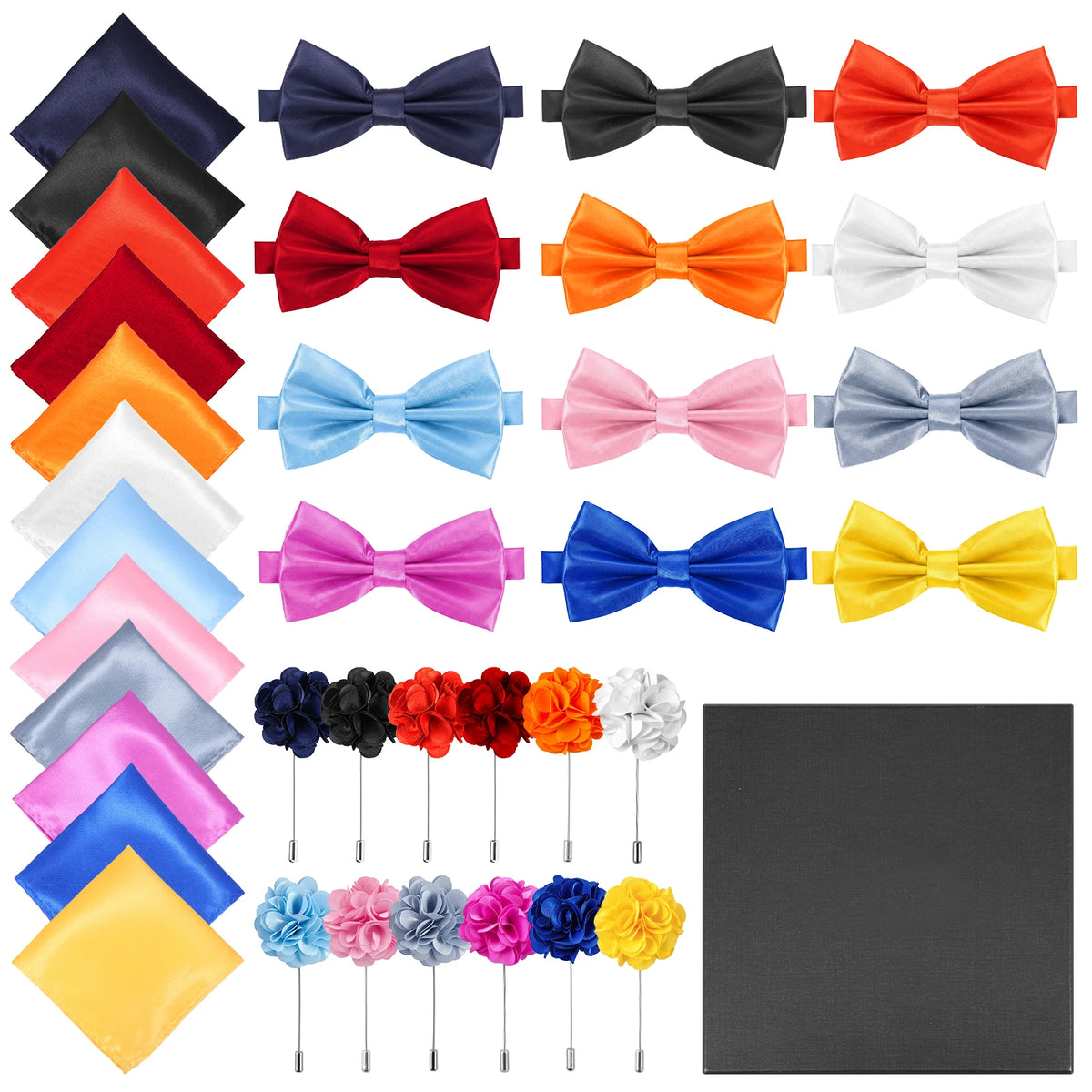 Men's 36-Piece Bow Tie Pocket Square & Boutonniere Set