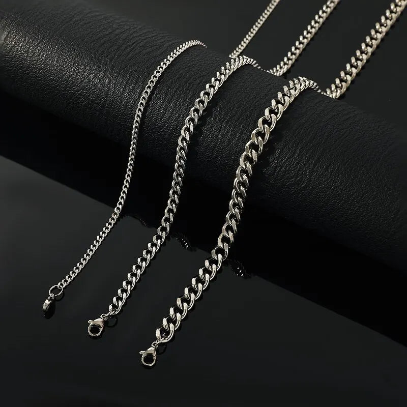 3-Piece Cuban Chain Necklace Set – Stainless Steel Unisex Hip Hop Chain Necklace Set Nixie