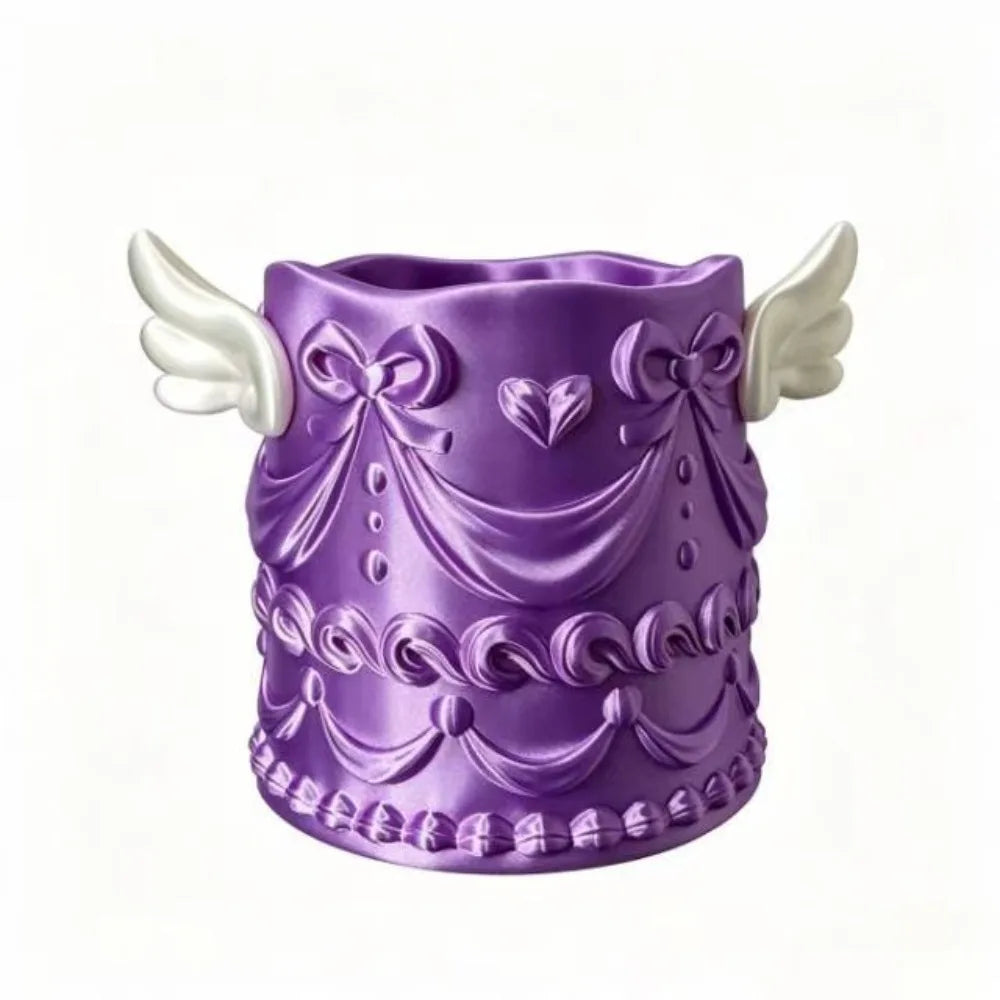 Silk Texture Makeup Brush Holder – Angel Wings Relief Design