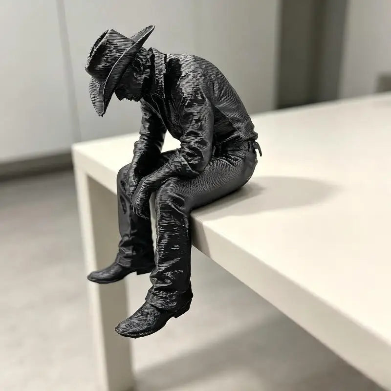 3D Cowboy Figurine Retro Western Sculpture Home Decor Ornament Decorative Figurine Nixie Default Title