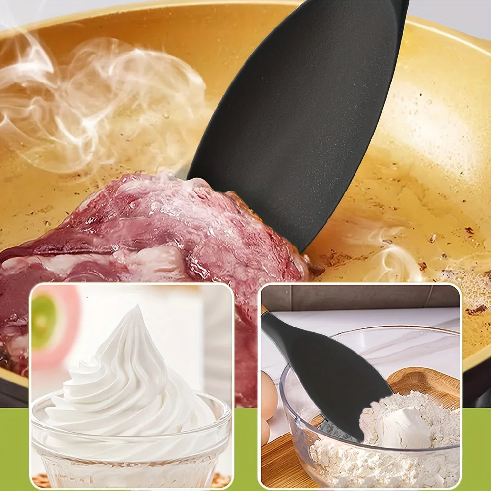 2pcs Silicone Spatula Spoons with Wooden Handle | Non-Stick Silicone Kitchen Utensils Nixie