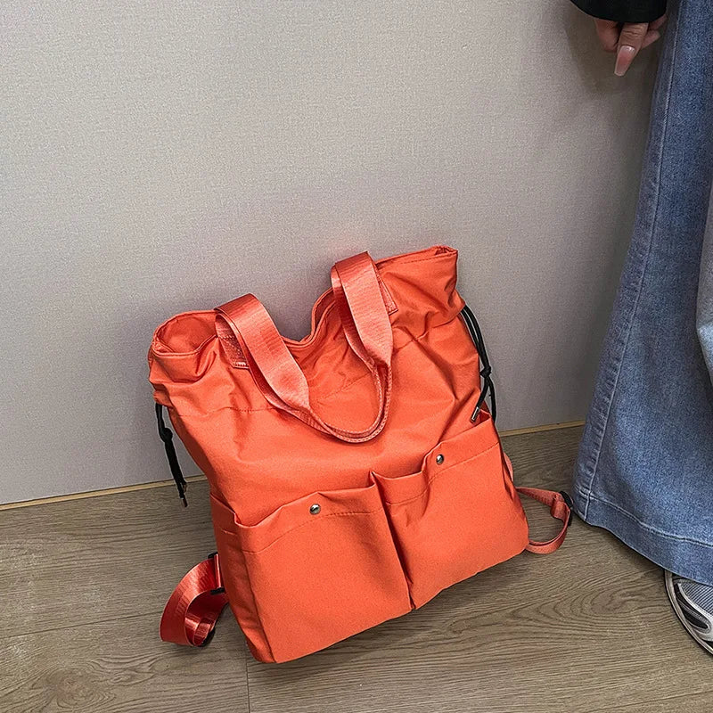 Large Capacity Nylon Tote Bag – Lightweight Women's Commuter Nylon Tote Bag Nixie Orange