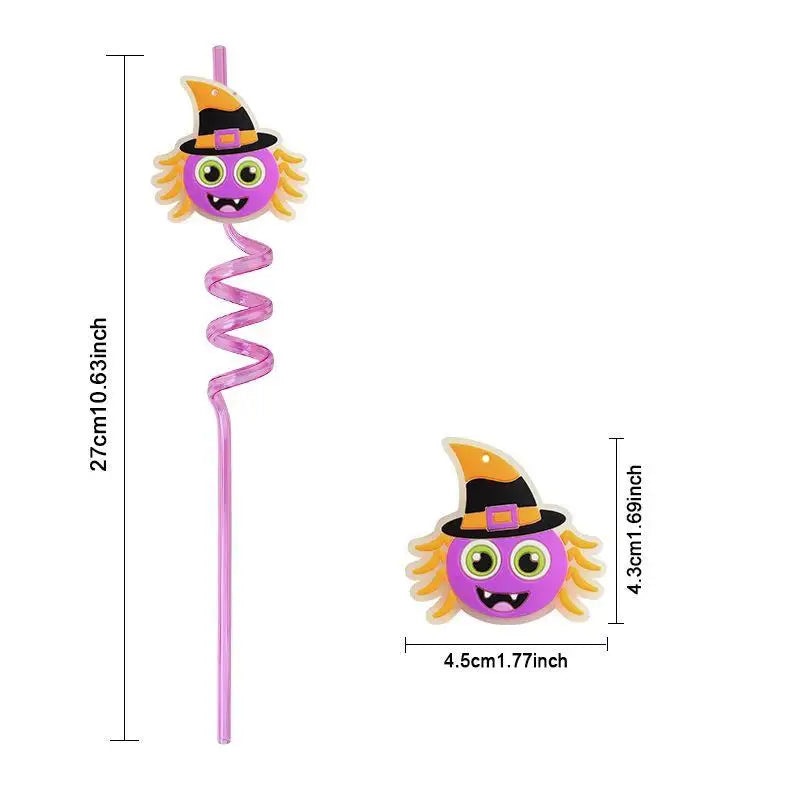 Halloween Spiral Drinking Straws – Pumpkin Ghost Toppers