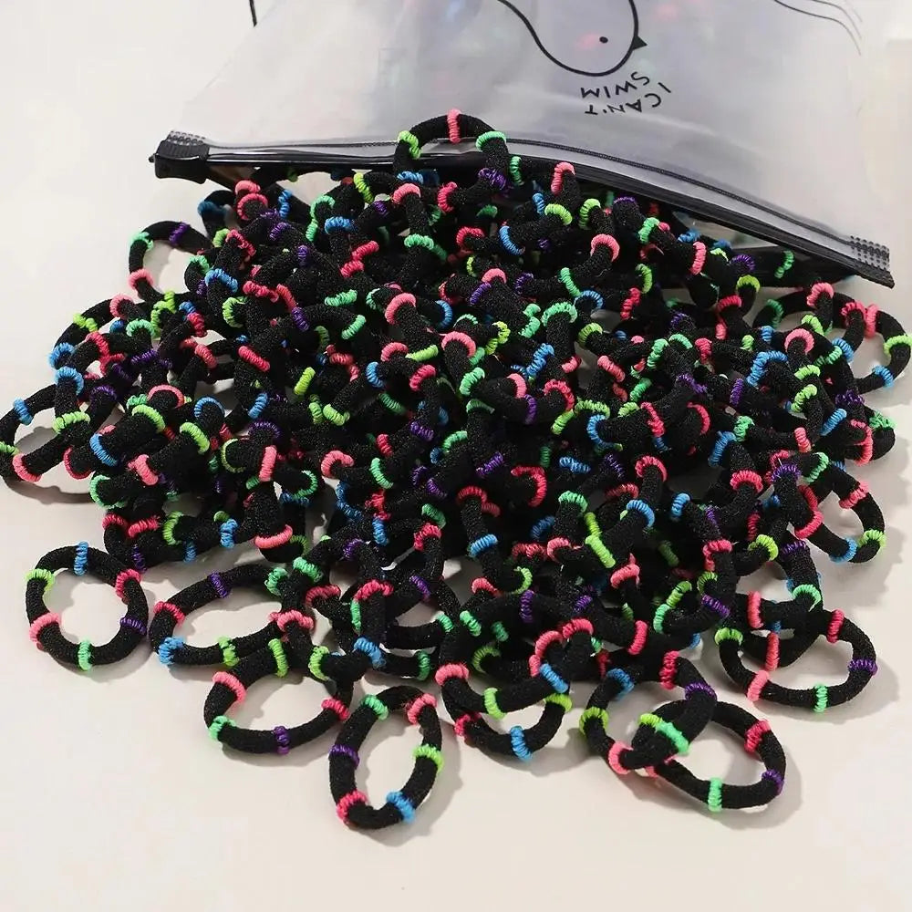 50pcs Colorful Elastic Hair Bands for Kids – Ponytail Hairties Kids Hair Ties Nixie black 50pcs