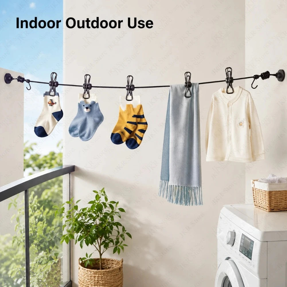 Retractable Travel Clothesline with 12 Non-Slip Clips