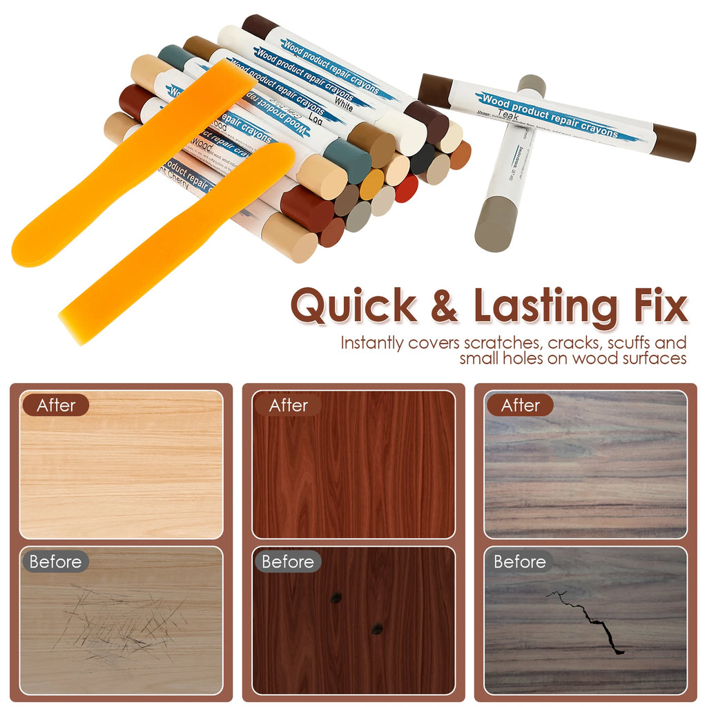 Wood Furniture Repair Pen & Filler Sticks – 18-Color Kit Furniture Repair Kit Nixie