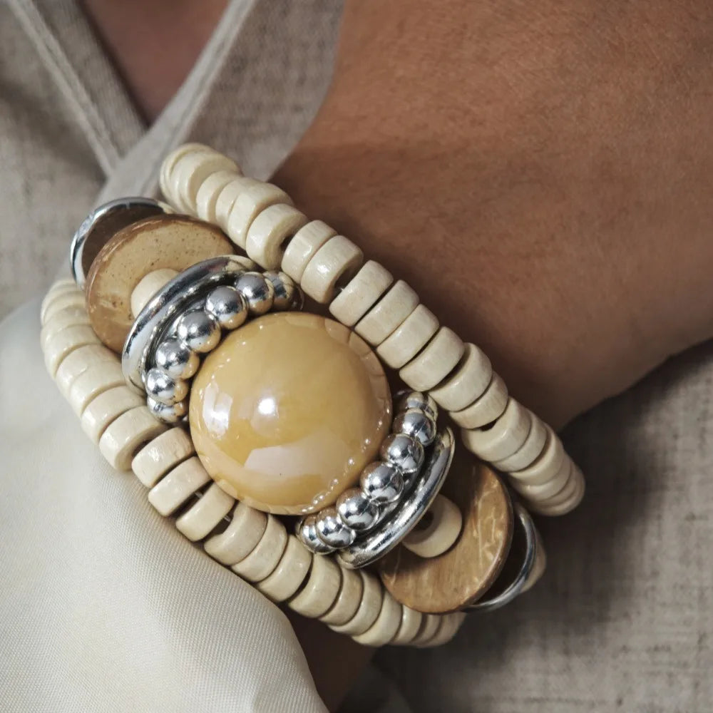 Snake Bangle Stackable Multi-Layer Bracelet Gold & Silver Alloy