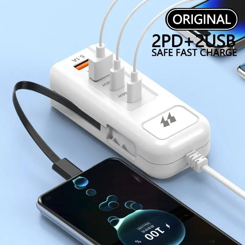 66W Anti-Static Fast Charger – 2 PD + 2 USB Ports Hub