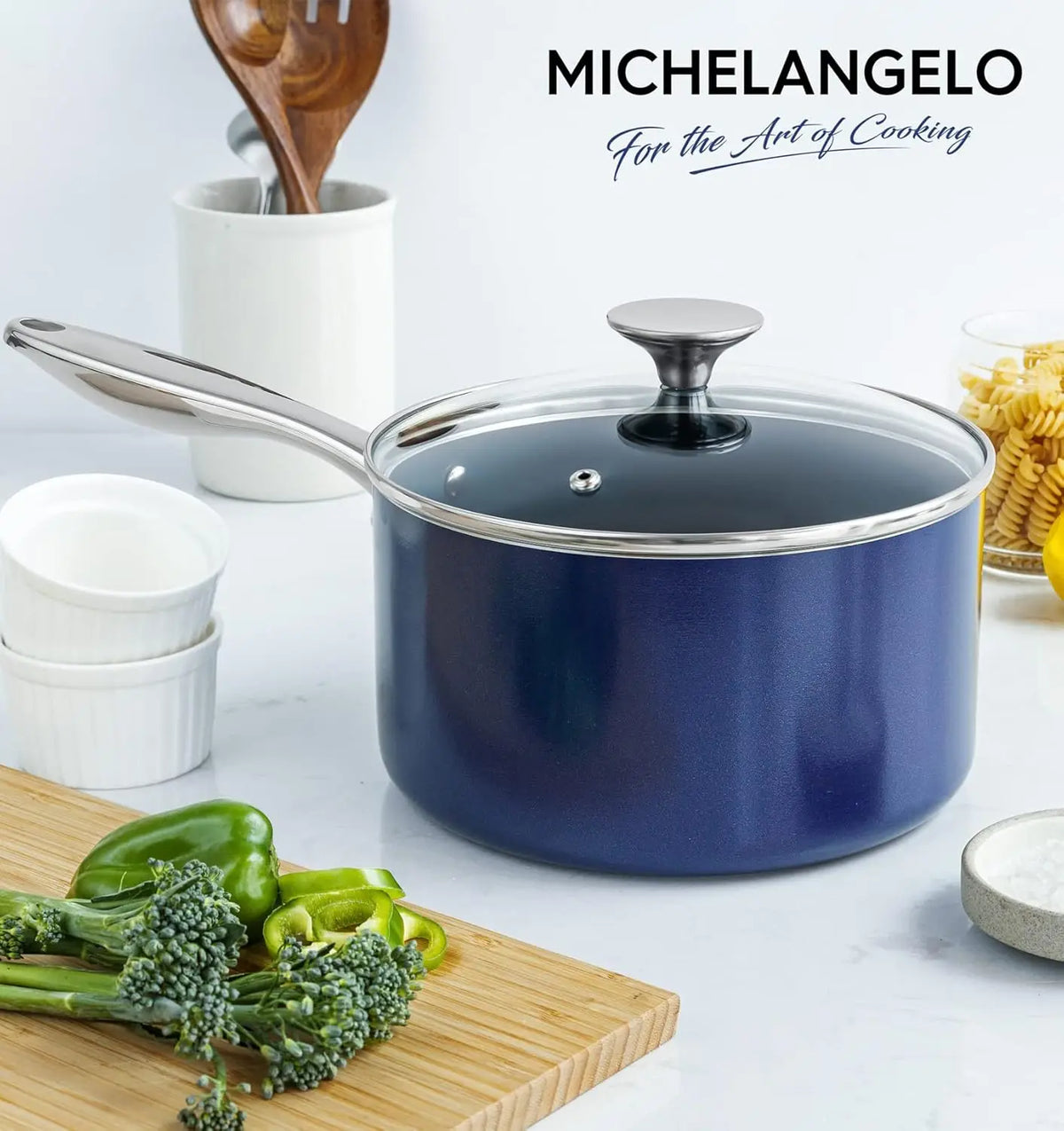 MICHELANGELO Ceramic Nonstick Frying Pan with Glass Lid Ceramic Nonstick Pan Nixie