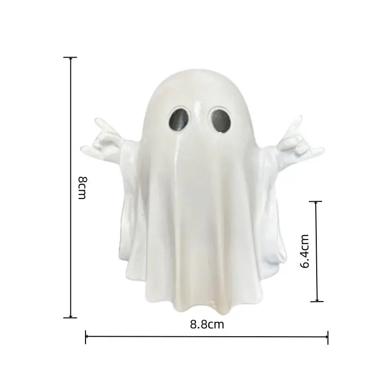 Cute Halloween Ghost Resin Statue – Mini Desktop Shelf Décor Halloween Resin Ornament Nixie