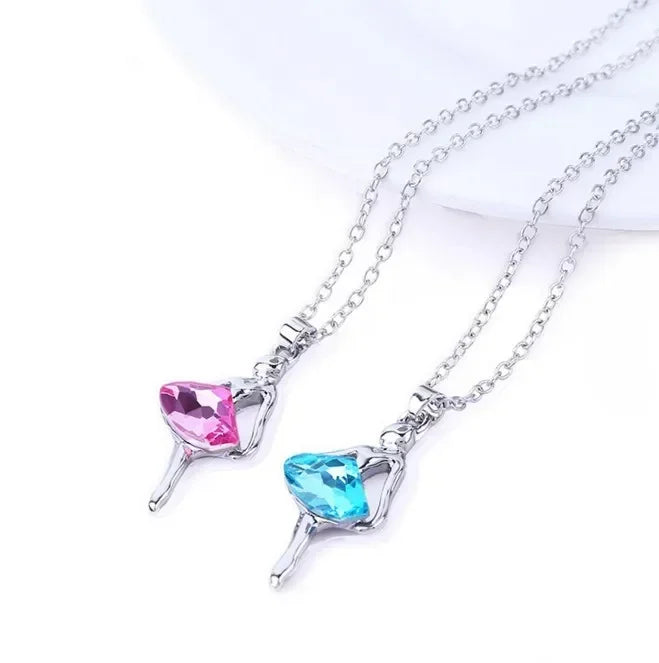 Red Crystal Zircon Ballet Dancer Pendant Necklace – Hypoallergenic Pendant Necklace Nixie