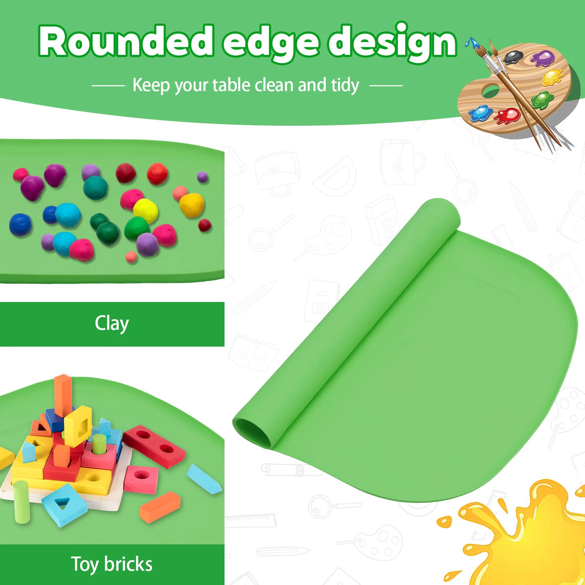 Large Silicone Art Mat Raised Edges – Non-Stick DIY Craft Mat Silicone Craft Mat Nixie