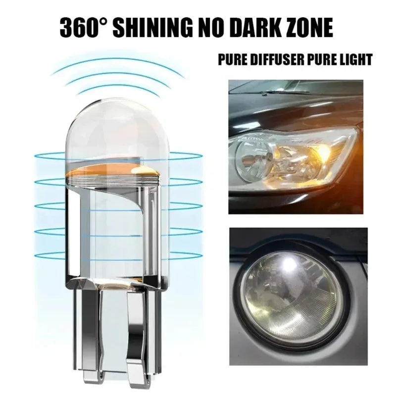 10pcs T10 W5W COB LED Car Bulbs 6000K White 12V | 400 Lumens LED Car Bulbs Nixie