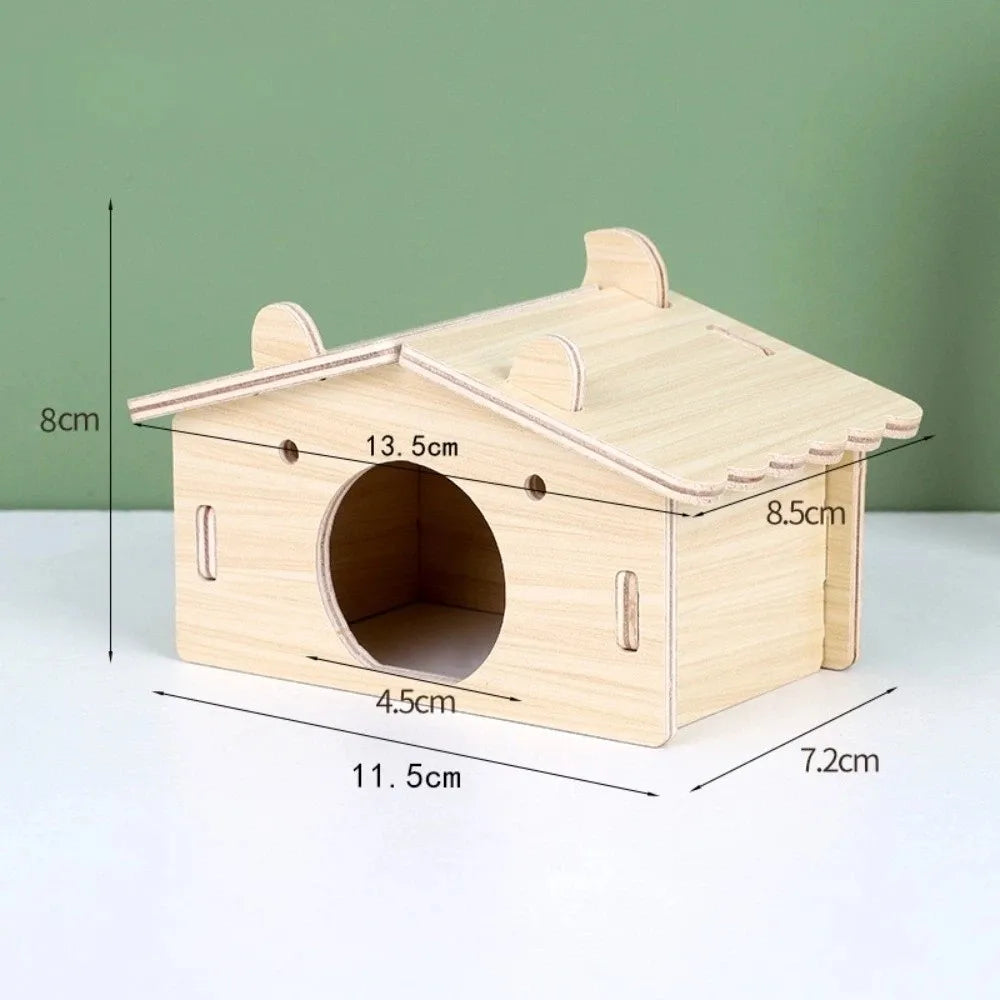 Wooden Hamster Villa – Seesaw, Swing & Climb Cage Toy