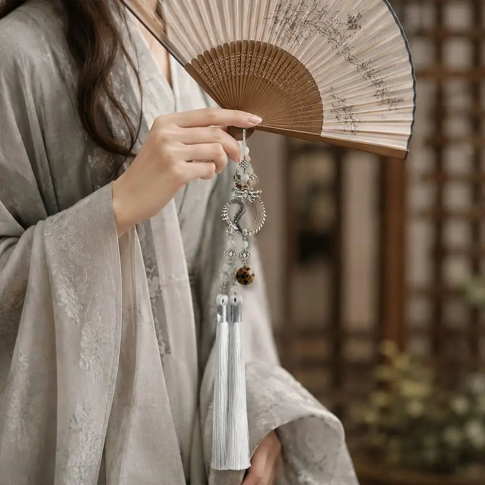 Chinese Style Alloy Fan Tassel Pendant – DIY Hanging Ornament Tassel Pendant Ornament Nixie