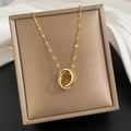 Double Ring Gold Stainless Steel Pendant Necklace for Women Pendant Necklace Nixie XL1470-56 40cm