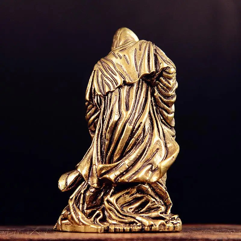 Retro Brass Death Statue Black Robe Punk Gothic Desktop Decor Decorative Figurine Nixie