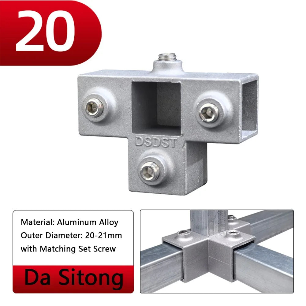 Aluminum Alloy Square Tube Elbow Connector 20/25/30mm Pipe Tube Connector Nixie 20