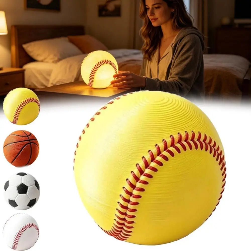 3D Softball Baseball Night Light Silicone LED Bedside Lamp