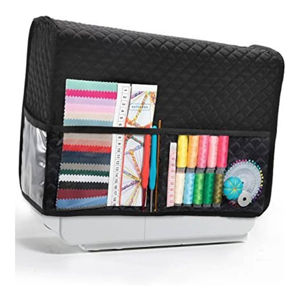 Sewing Machine Dust Cover PVC Waterproof with Storage Pockets