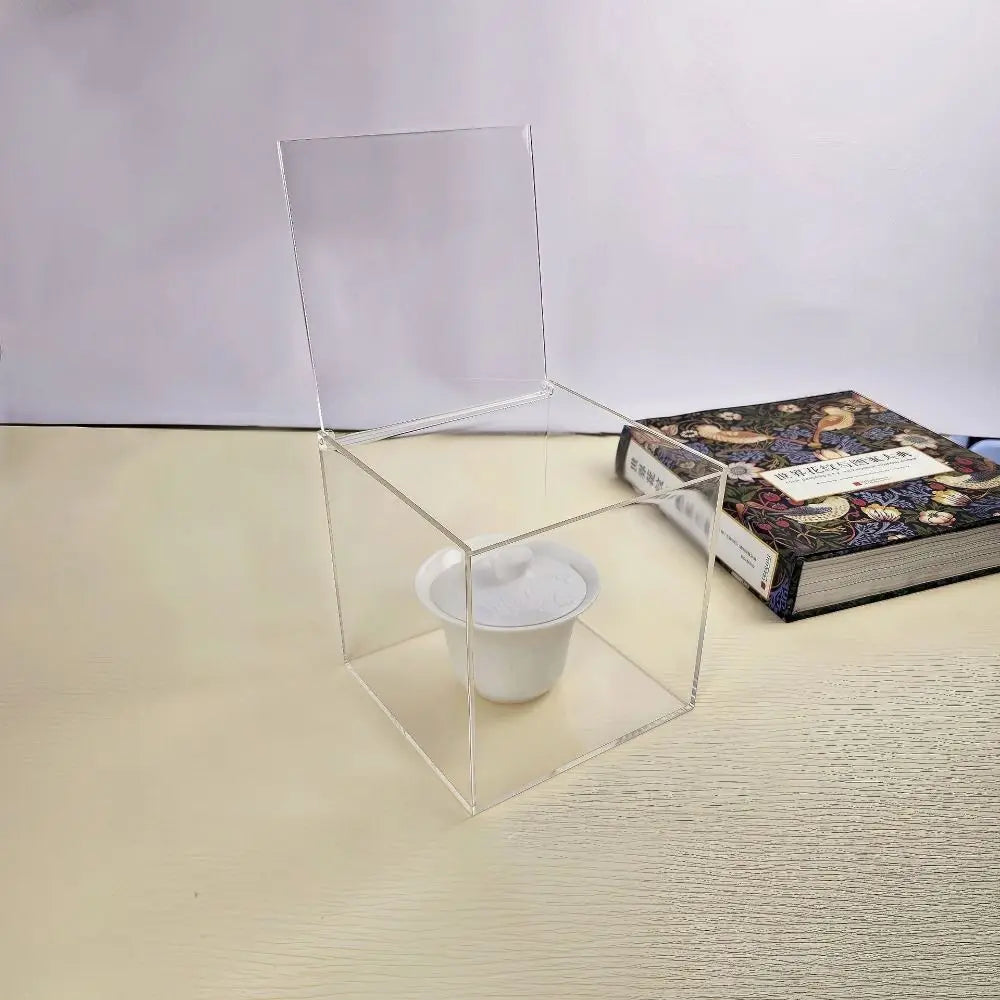 Clear Acrylic Cube Box with Lid – Stackable Display Organizer