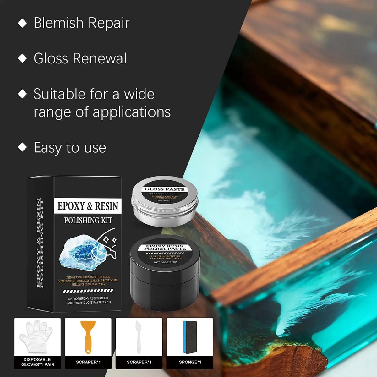 Epoxy Resin Polishing Kit – 3-Stage Scratch Buffing Compound Resin Polishing Kit Nixie