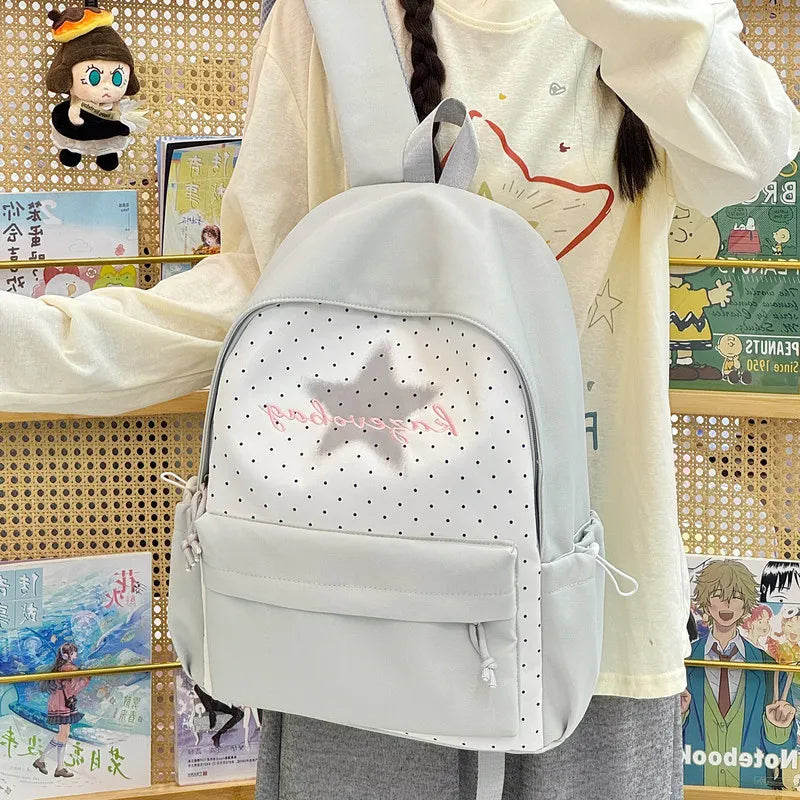 Korean Polka Dot School Backpack for Teen Girls | 20–35L Girls School Backpack Nixie