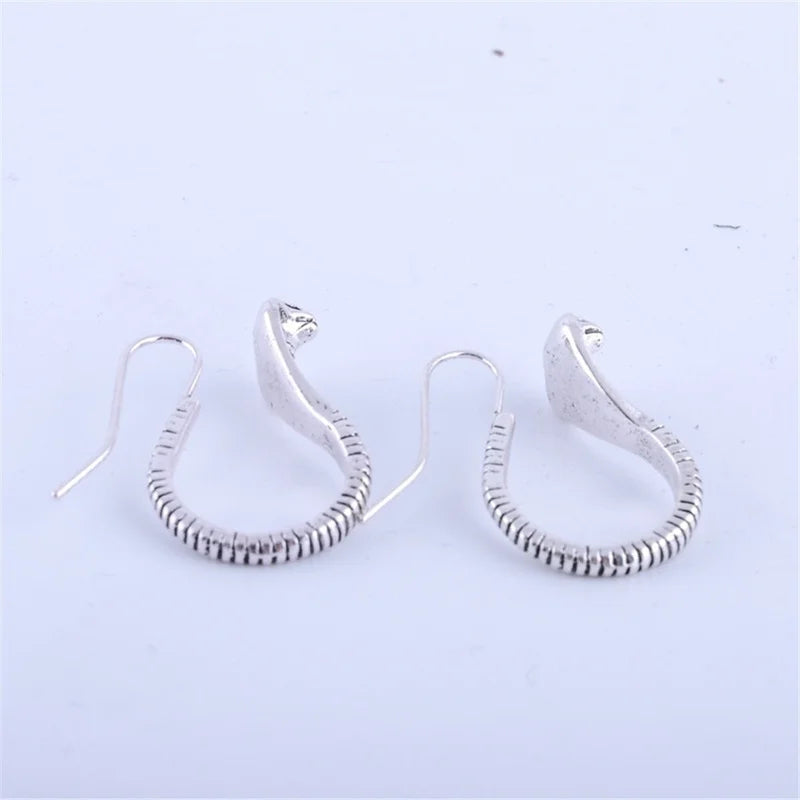 Cobra Snake Stud Earrings – Rhinestone Zinc Alloy Fashion Studs Fashion Stud Earrings Nixie Silver