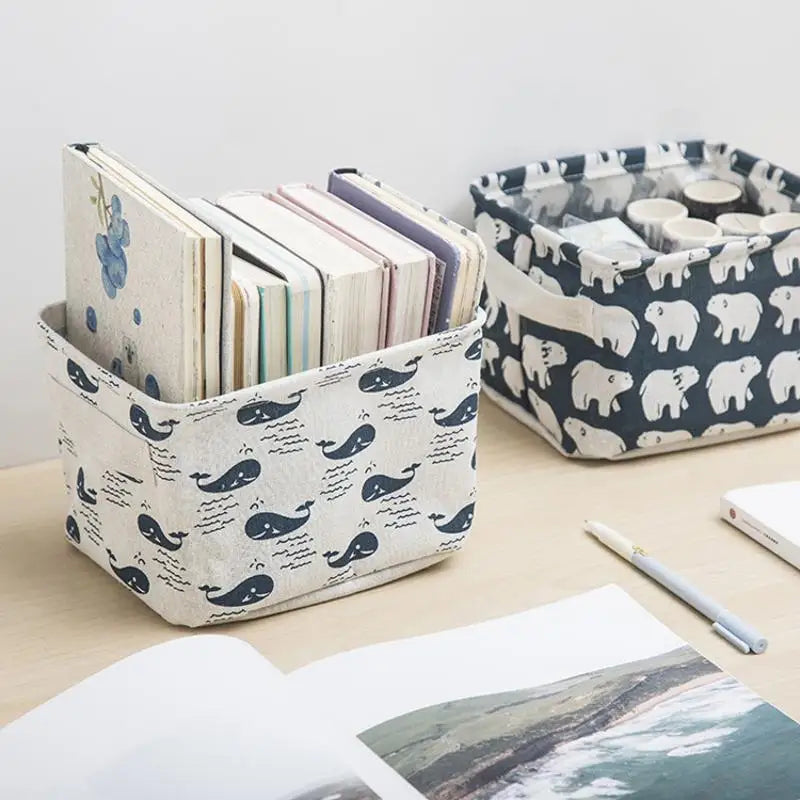 Cotton Linen Waterproof Desktop Storage Basket Organizer Desktop Storage Basket Nixie